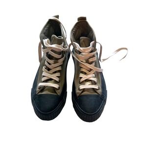 Zara High Top Canvas Sneakers Olive Green‎ Casual Shoes Mens Size 40
